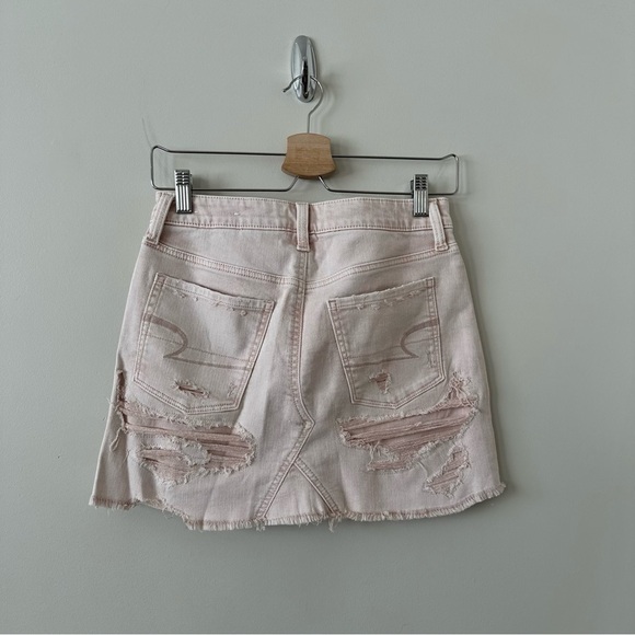 American Eagle-Distressed Mini Skirt- Pink Clay (Size:0) - Picture 2 of 6